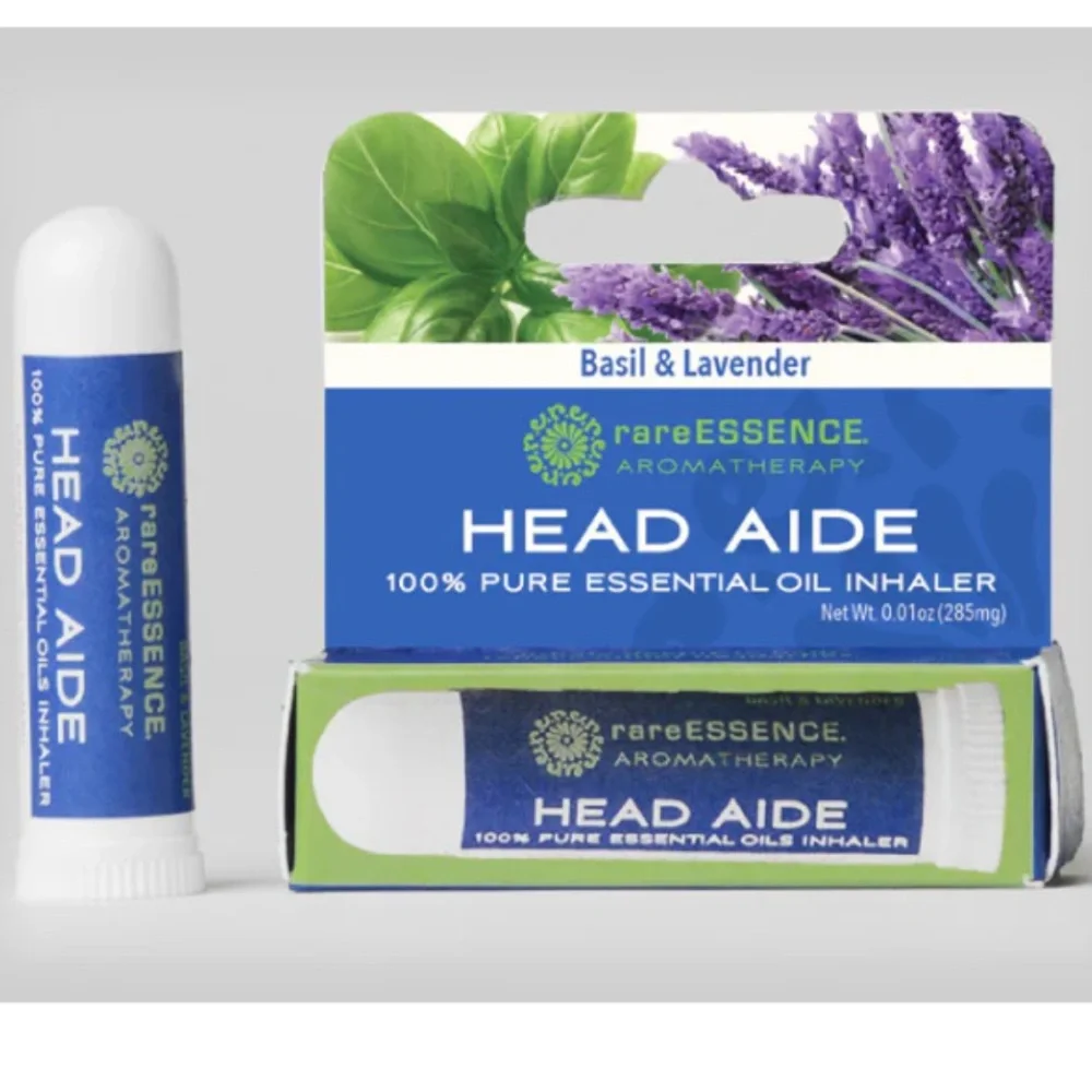 NIB Essential Oil Aromatherapy Inhaler- Basil & Lavender, rareESSENCE Head Aide